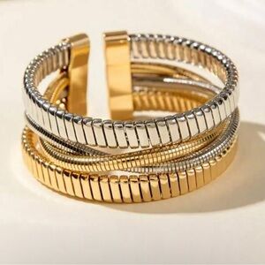 Chunky Gold Cuff Bracelet | Wide Open Statement Bangle
